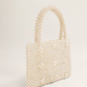 Mango Pearl Beaded Handbag Purse